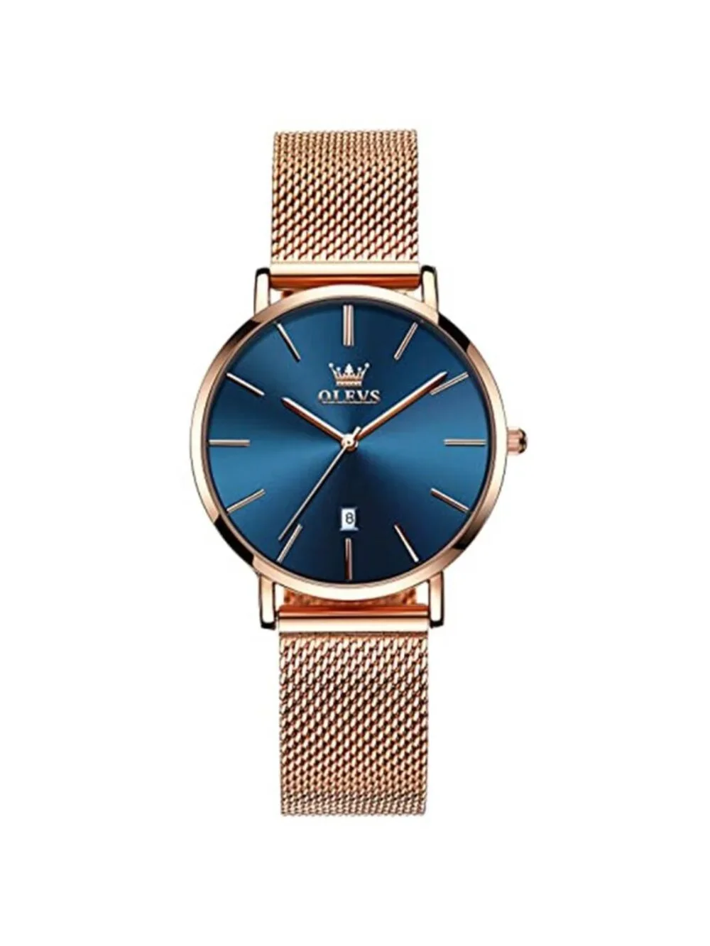 Women's Mesh Bracelet Watch, Elegant Large Face Three Hand Analog Quartz